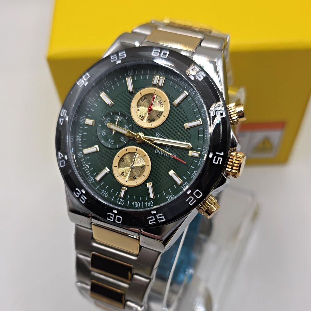 Invicta S1 Rally I, Mens Watch,quartz,43mm,30m, green dial,faux chrono 69985